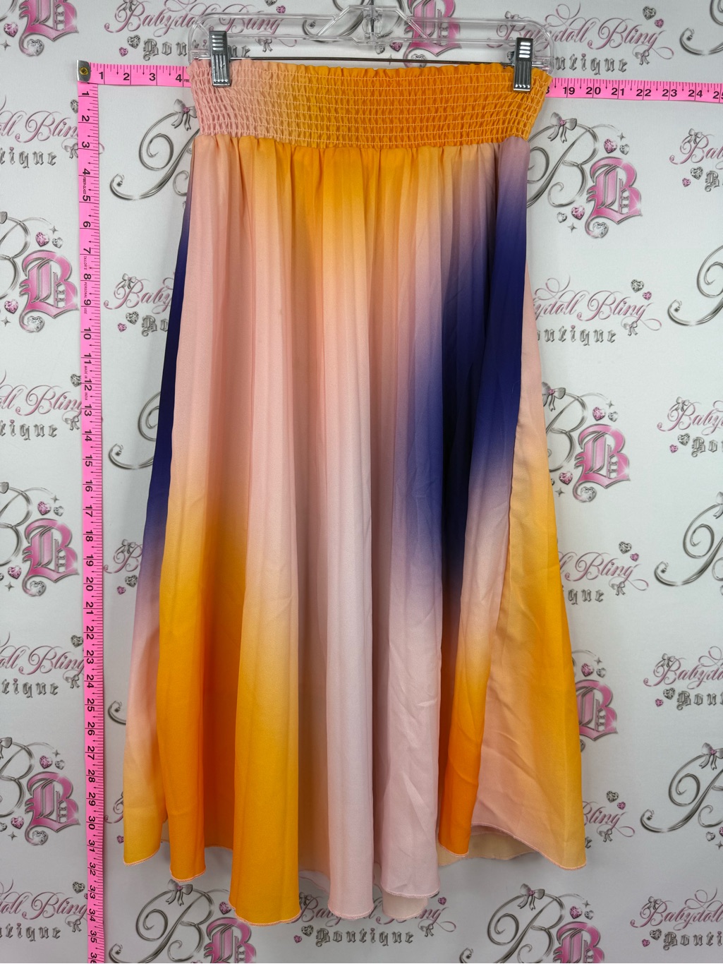 Wd.Ny Skirt Smocked Ombre Maxi Skirt In Yellow, Pink & Blue
